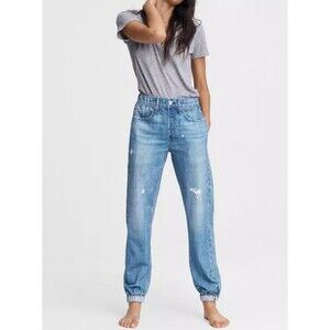 Rag & Bone Miramar Cotton Jogger Sweatpants Jeans Light Wash Distressed Sz S NEW